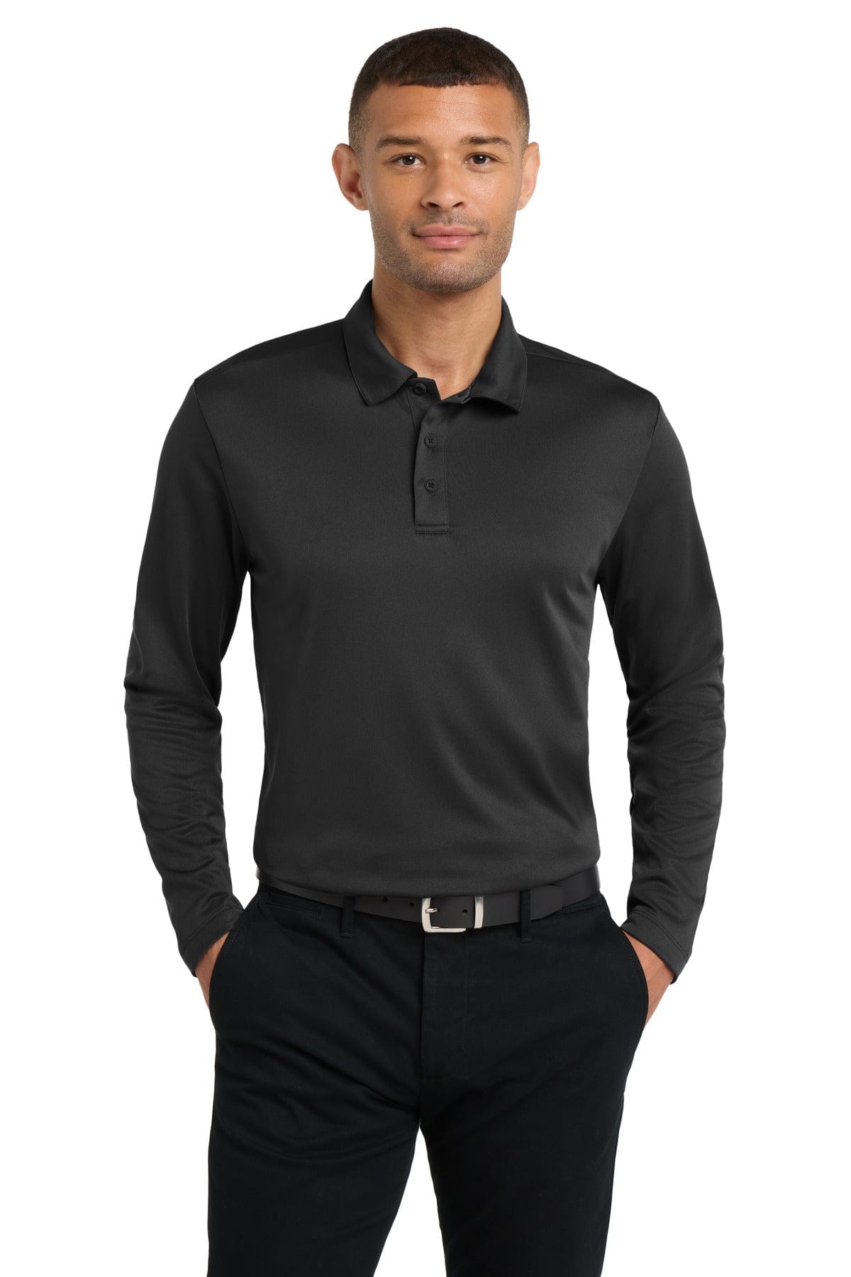 Port Authority Polos/Knits XS / Black Port Authority Silk Touch Performance Long Sleeve Polo. K540LS