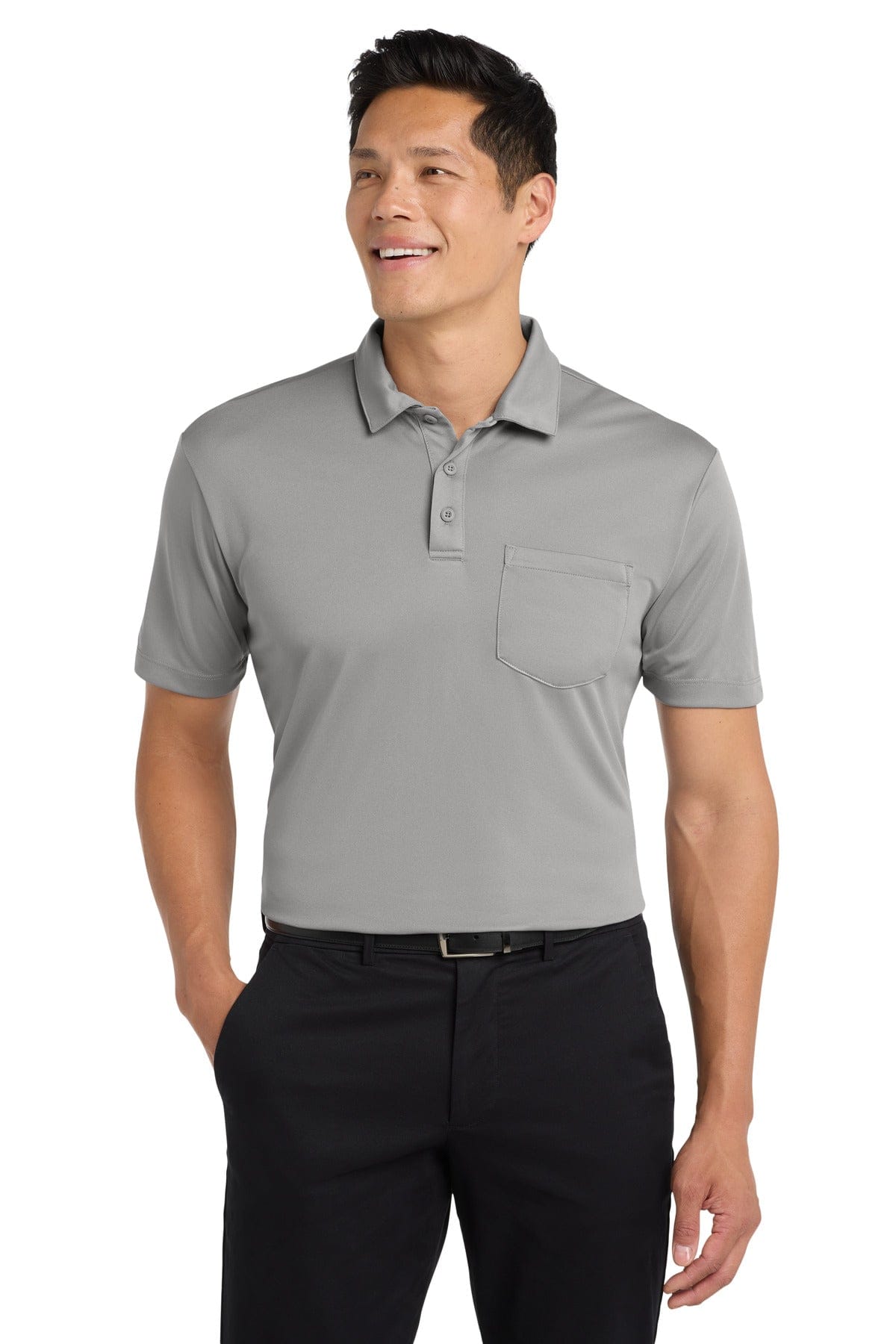 Port Authority Polos/Knits XS / Gusty Grey Port Authority Silk Touch Performance Pocket Polo. K540P
