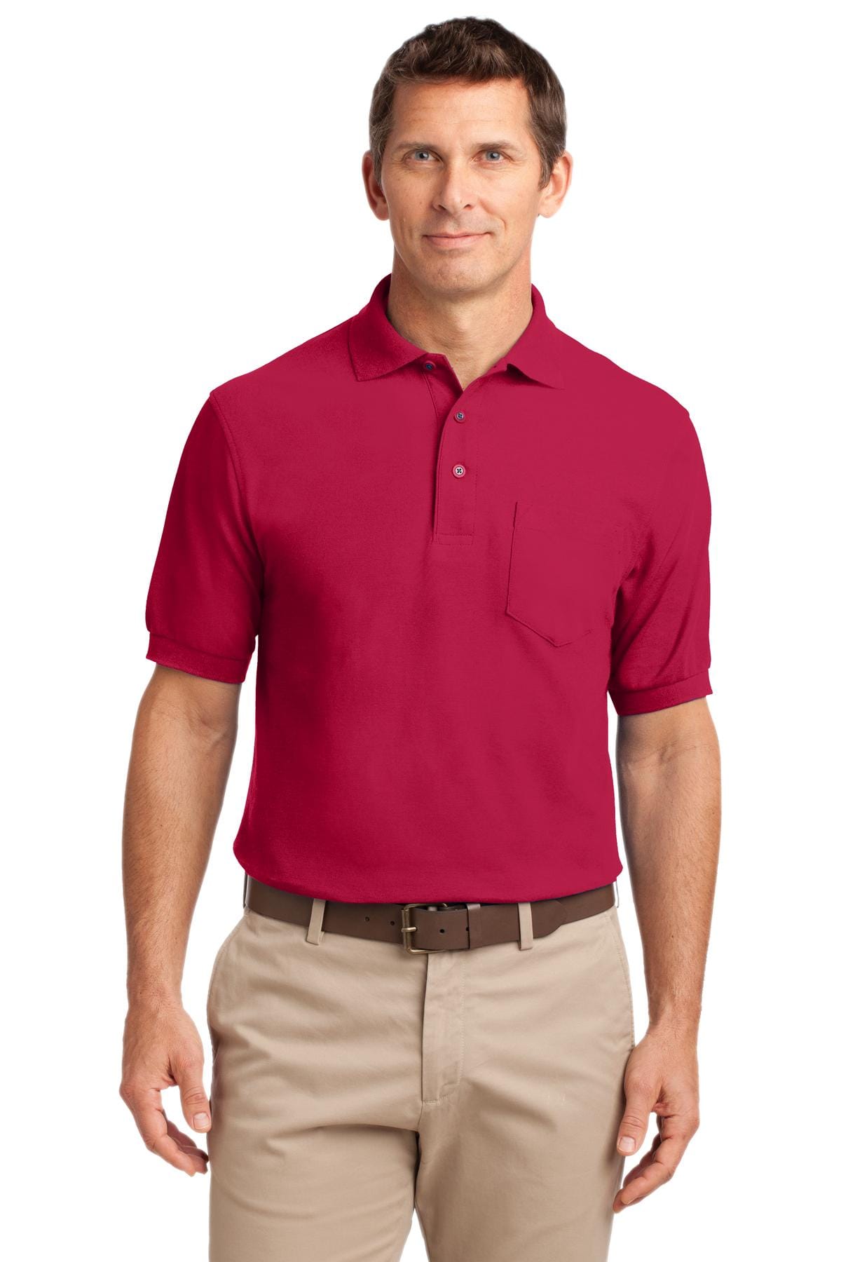 Port Authority Polos/Knits 5XL / Red Port Authority Silk Touch Polo with Pocket. K500P