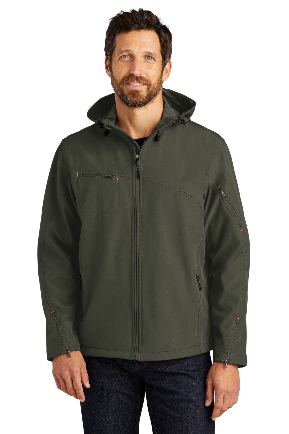 Port Authority Textured Hooded Soft Shell Jacket. J706 in 