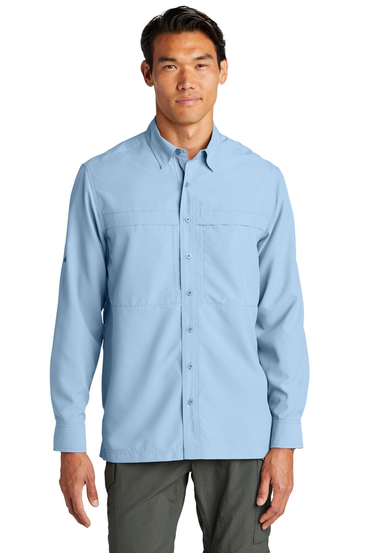 Port Authority W960 Long Sleeve UV Daybreak Shirt in Light Blue