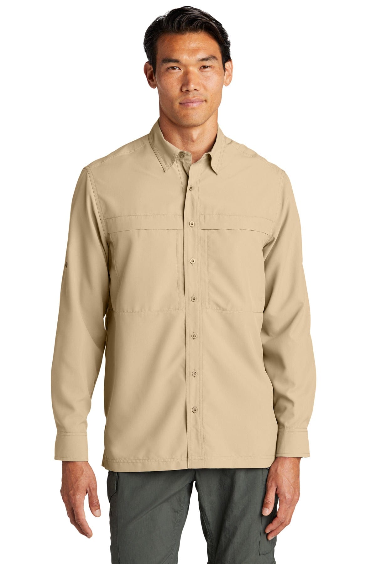 Port Authority W960 Long Sleeve UV Daybreak Shirt in Oat