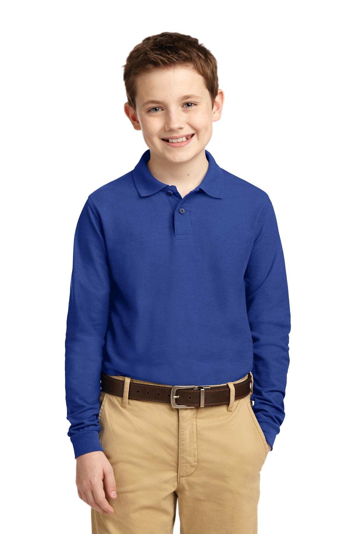 Port Authority Youth Long Sleeve Silk Touch Polo. Y500LS in 