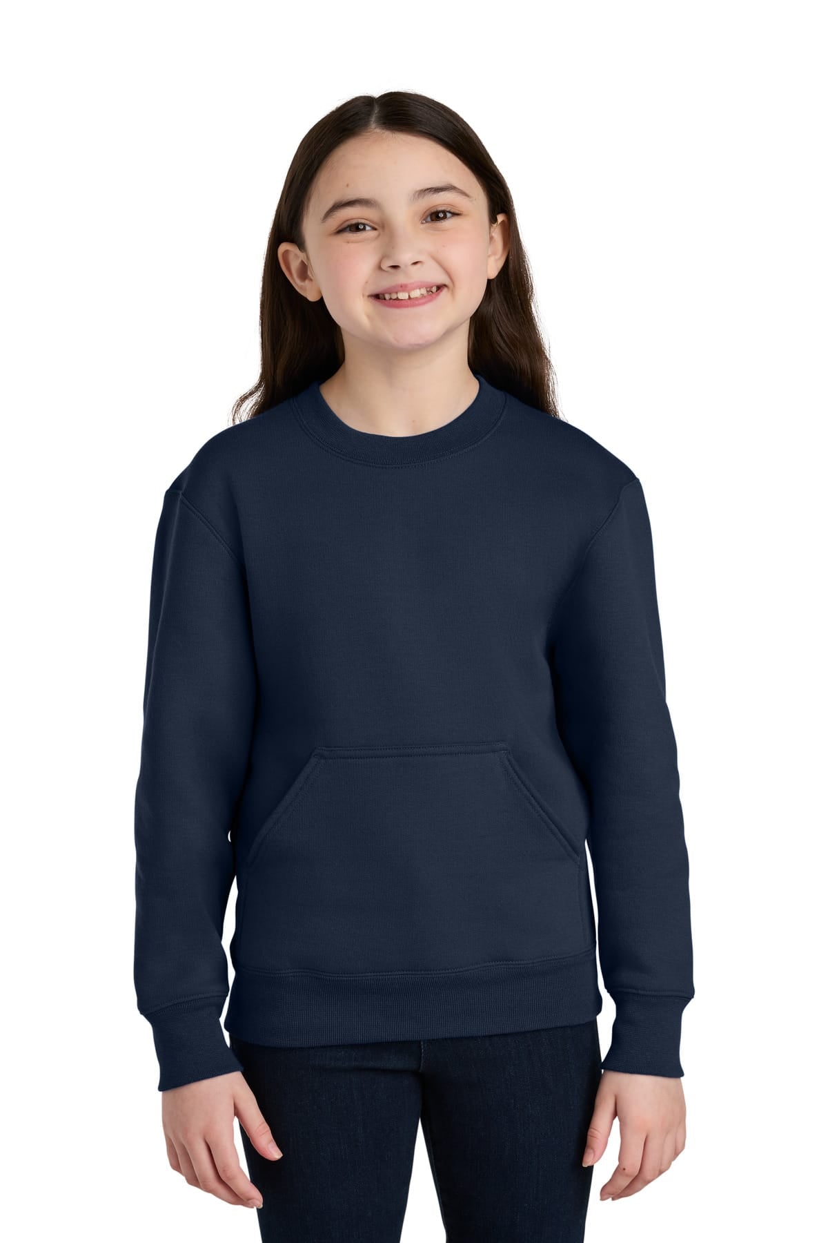 Port & Co ™ Youth Core Fleece Crewneck Pocket Sweatshirt PC78YPKT in True Navy