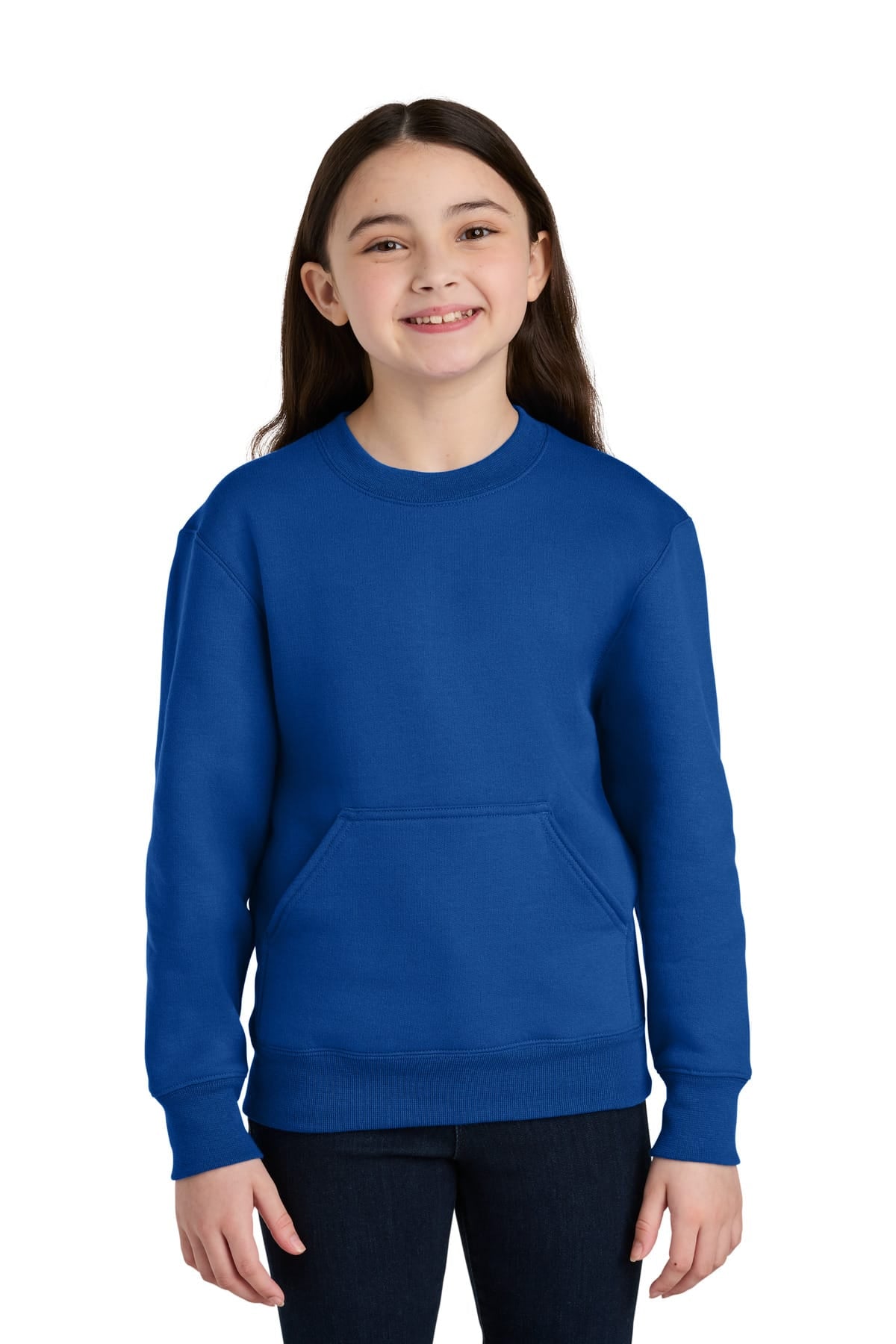 Port & Co ™ Youth Core Fleece Crewneck Pocket Sweatshirt PC78YPKT in True Royal