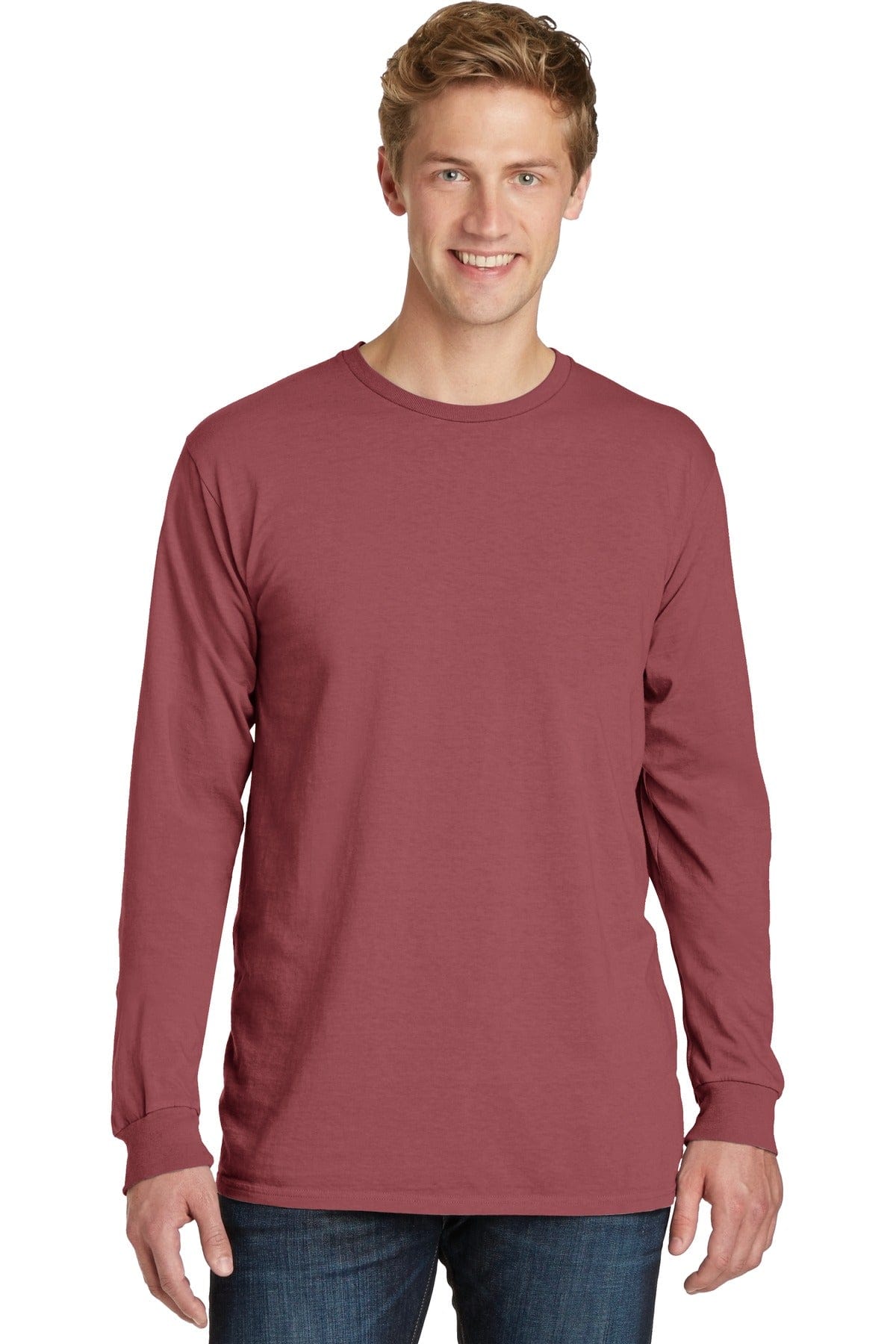 Port & Company T-Shirts Port & Company Beach Wash Garment-Dyed Long Sleeve Tee PC099LS, Basic Colors