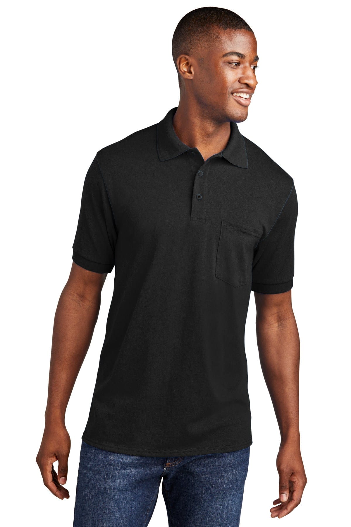 Port & Company Polos/Knits S / Jet Black Port & Company Core Blend Jersey Knit Pocket Polo. KP55P