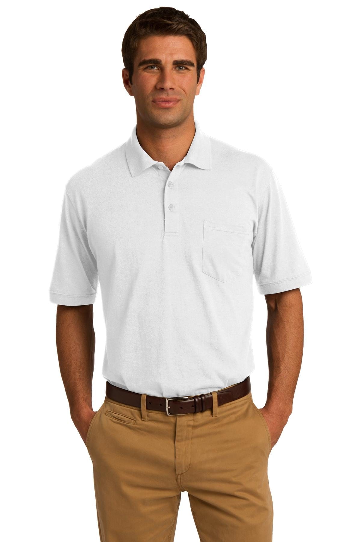 Port & Company Polos/Knits S / White Port & Company Core Blend Jersey Knit Pocket Polo. KP55P