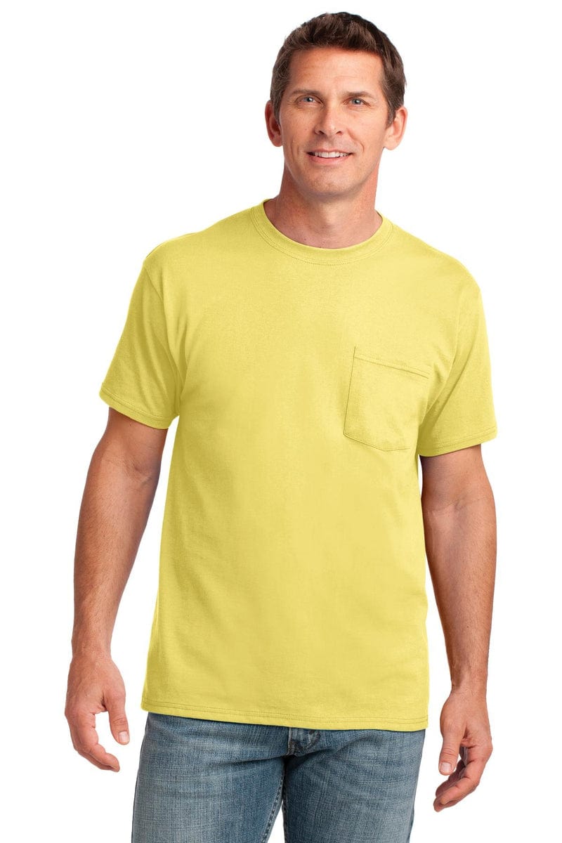 Port & Company Core Cotton Pocket Tee. PC54P, Basic Colors in 
