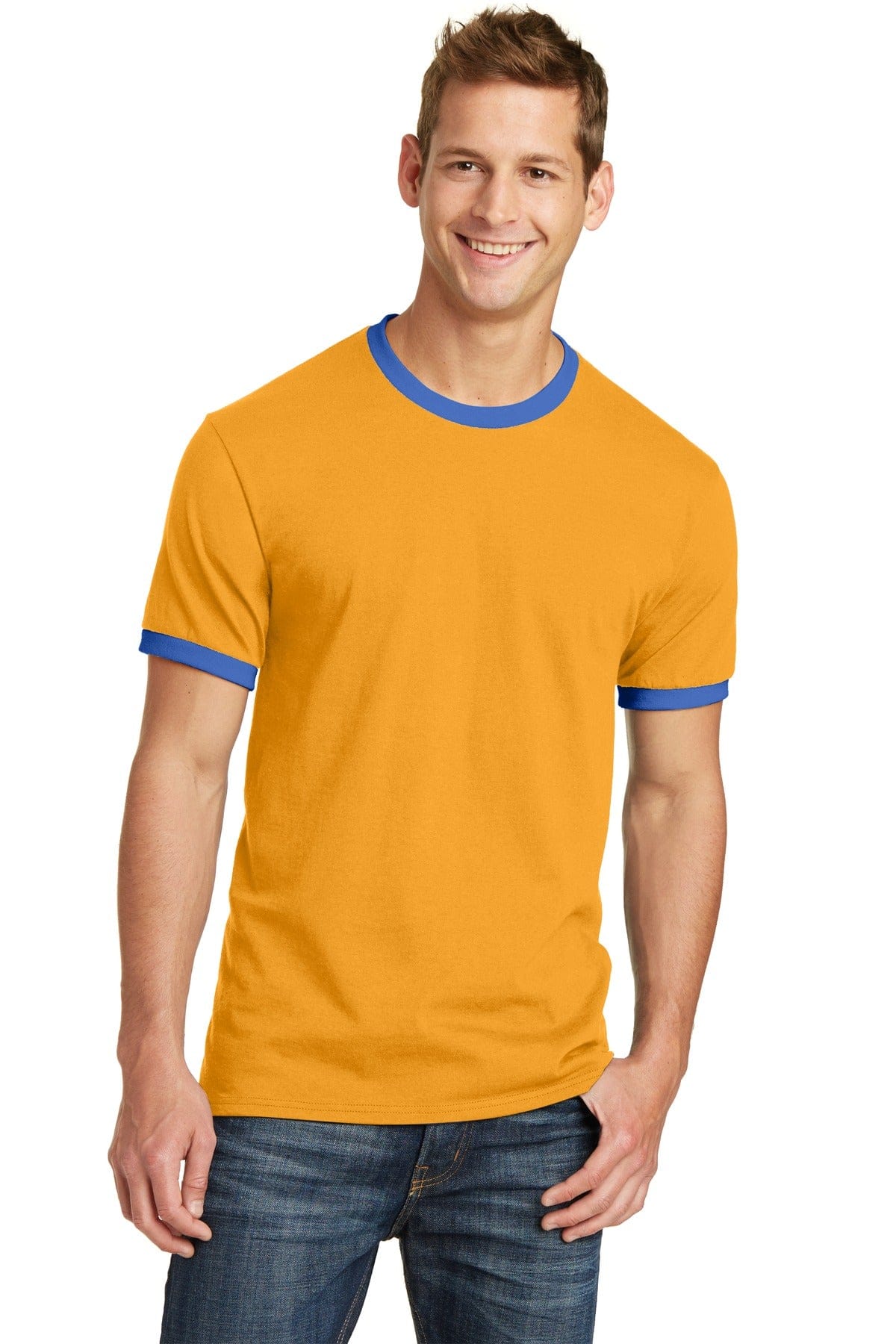 Port & Company T-Shirts S / Gold/ Royal Port & Company Core Cotton Ringer Tee. PC54R