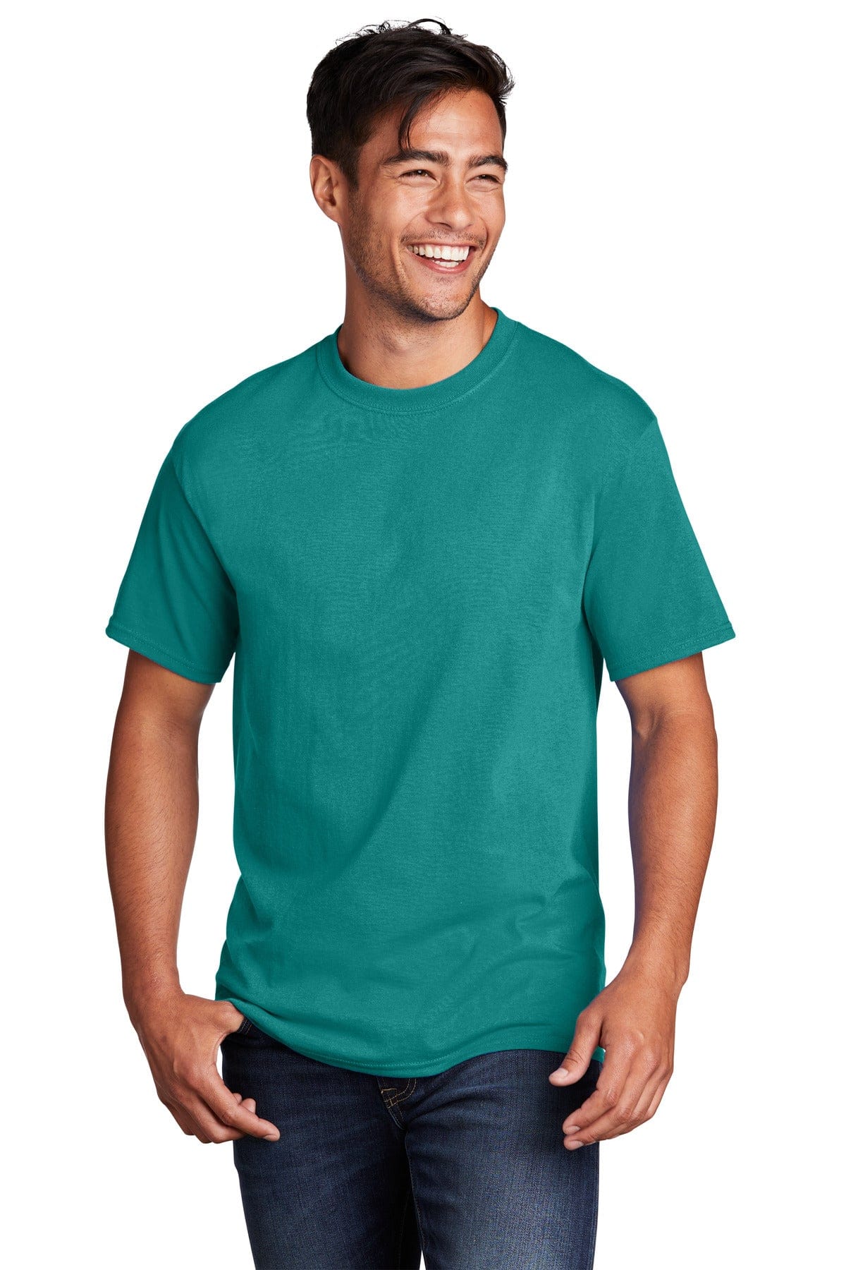 Port & Company PC54 S / Bright Aqua Port & Company Core Cotton Tee. PC54