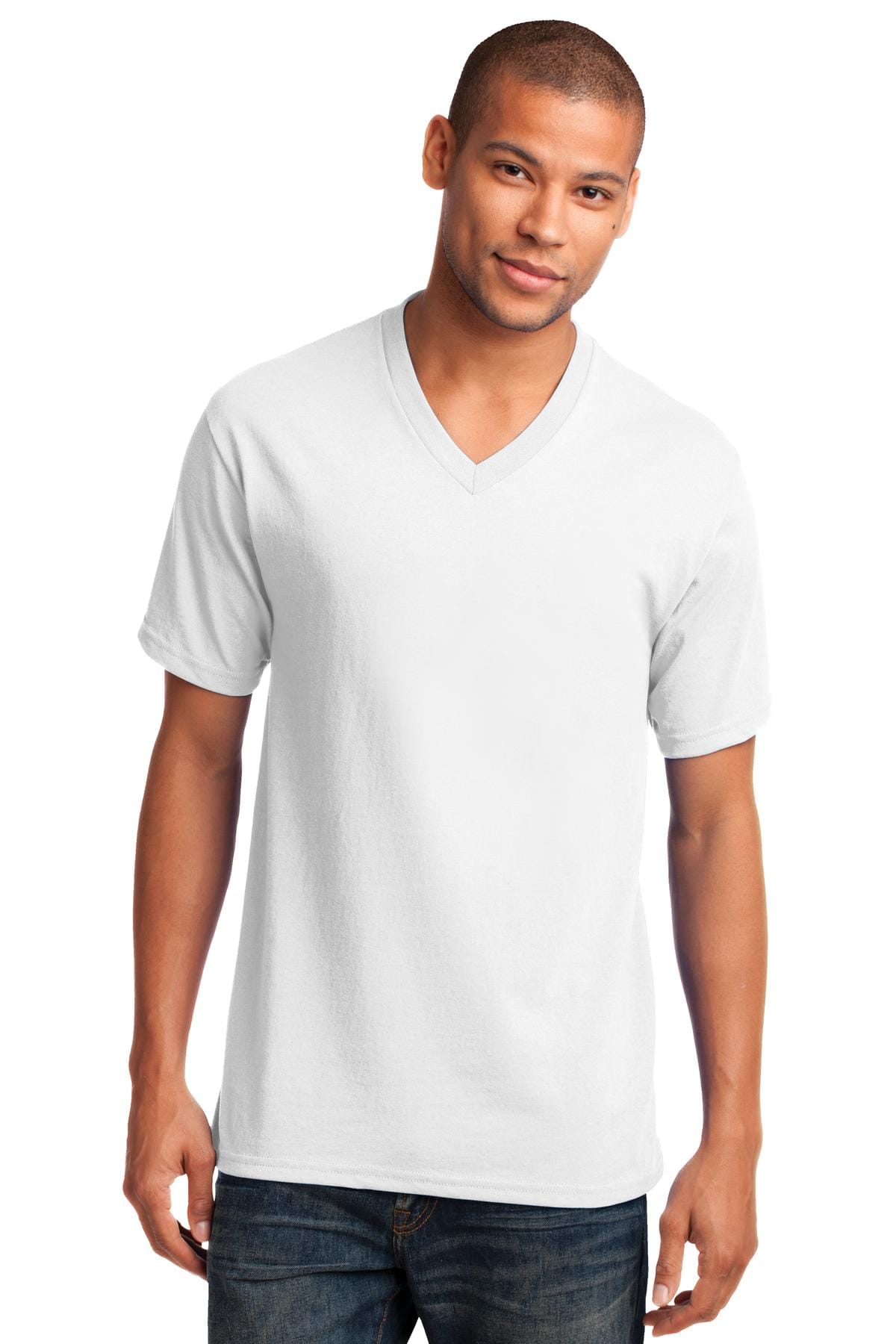 Port & Company T-Shirts S / White Port & Company Core Cotton V-Neck Tee. PC54V, Basic Colors