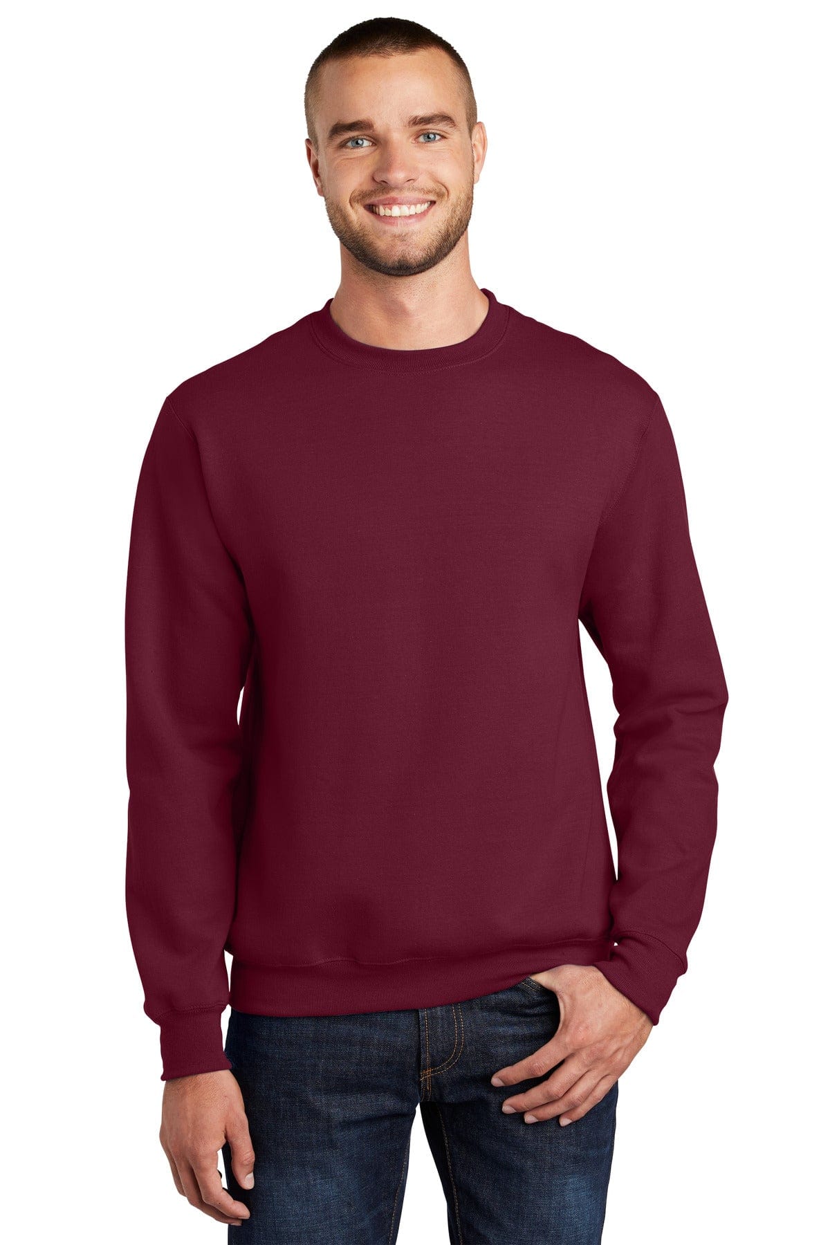 Port & Company - Essential Fleece Crewneck Sweatshirt. PC90 in Cardinal