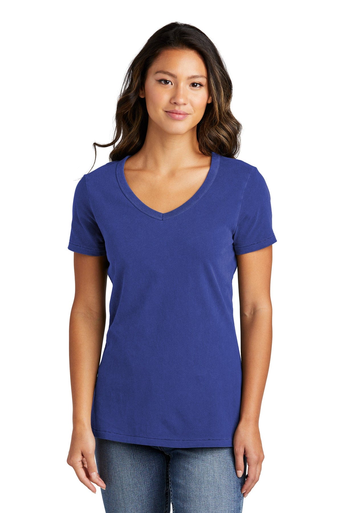 Port & Company LPC099V Ladies Beach Wash Garment-Dyed V-Neck Tee in Blue Iris