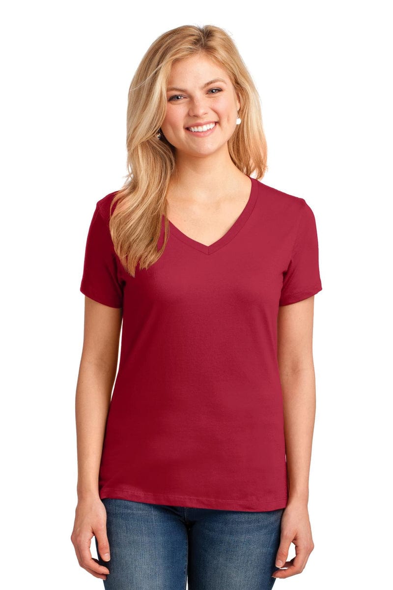 Port & Company Ladies Core Cotton V-Neck Tee. LPC54V, Basic Colors in 