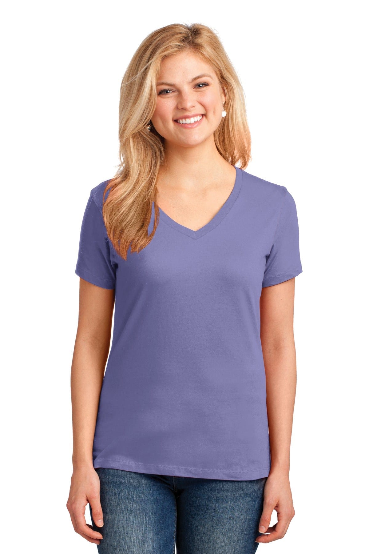 Port & Company Ladies Core Cotton V-Neck Tee. LPC54V, Traditional Colors in 