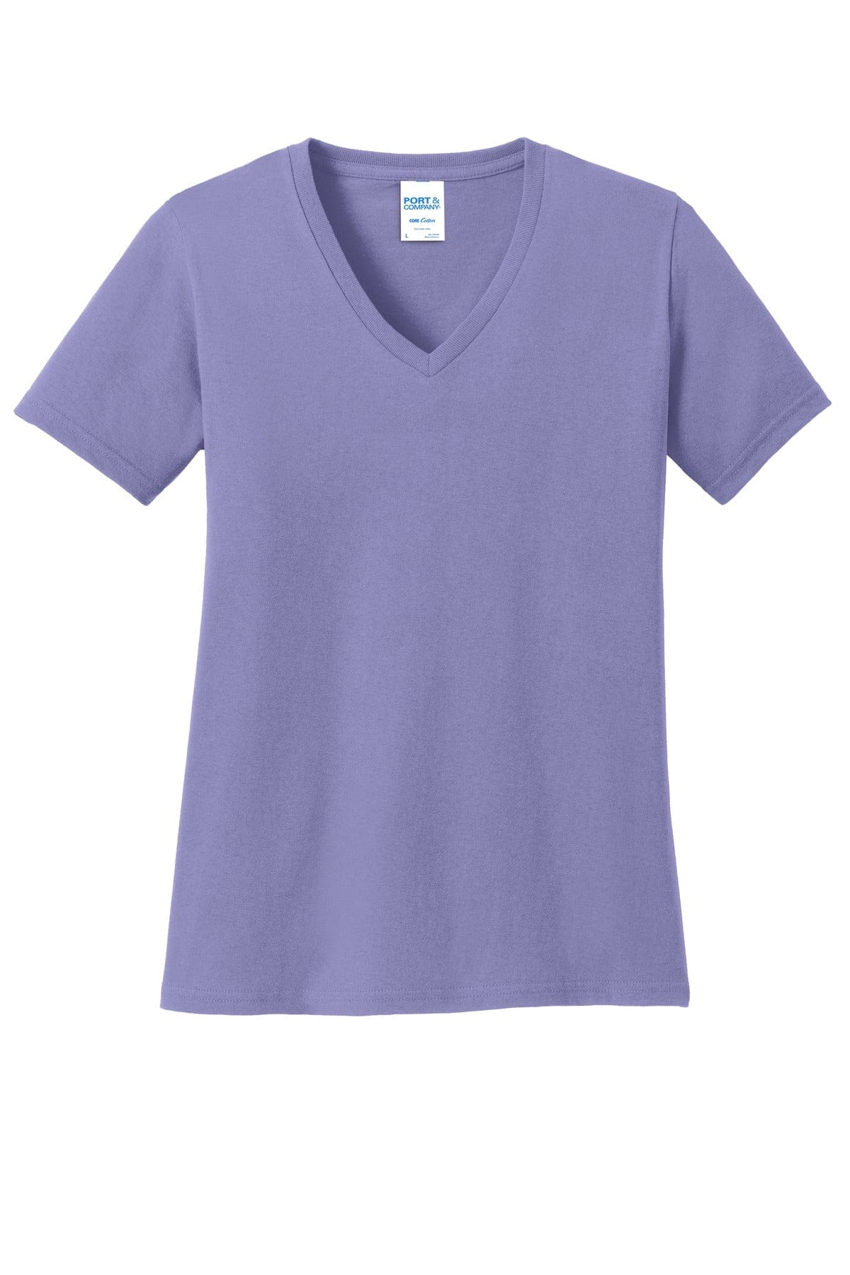 Port & Company T-Shirts Port & Company Ladies Core Cotton V-Neck Tee. LPC54V, Traditional Colors