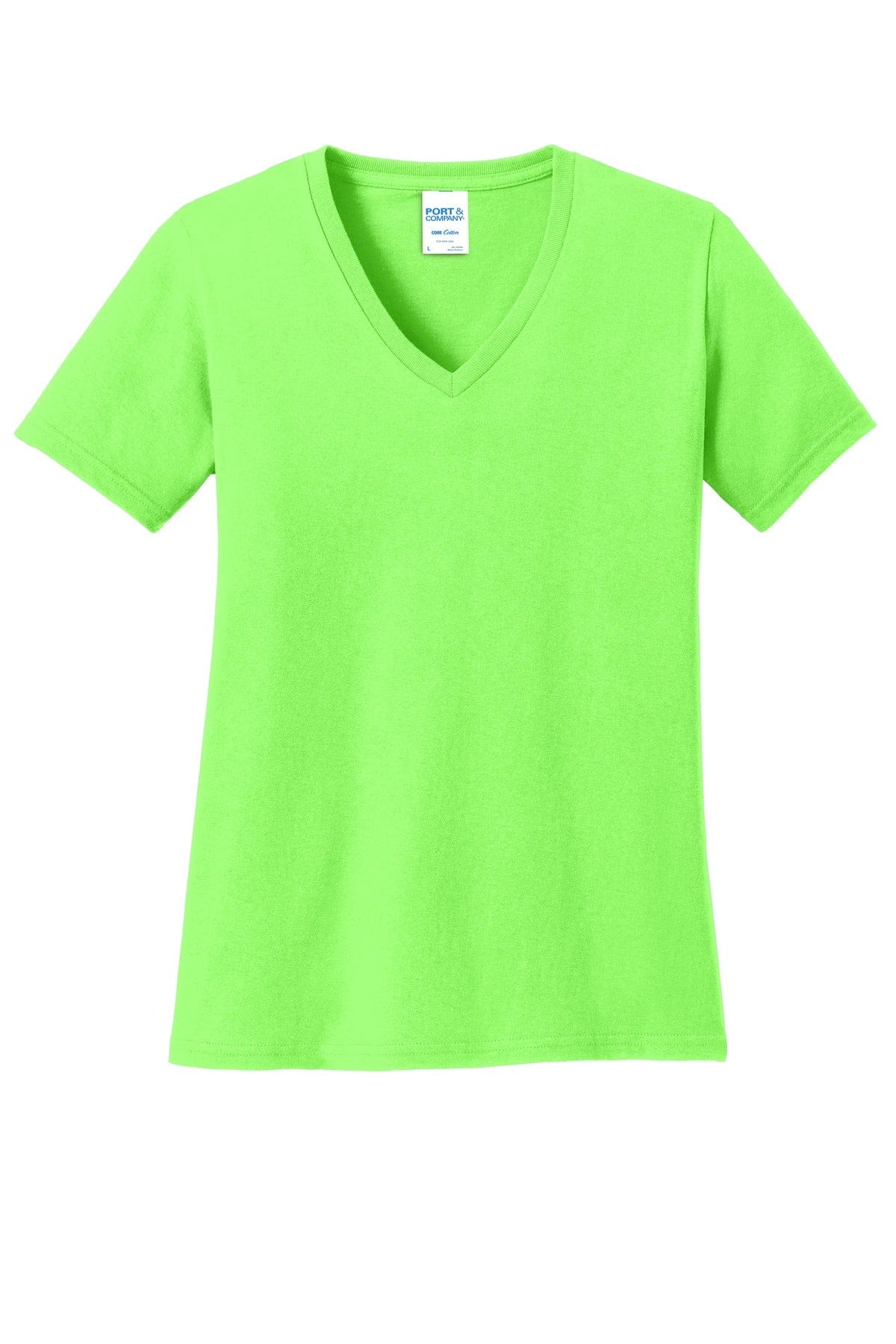 Port & Company T-Shirts XS / Neon Green Port & Company Ladies Core Cotton V-Neck Tee. LPC54V