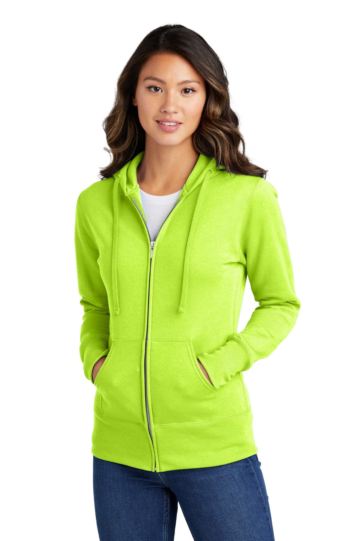 Port & Company Ladies Core Fleece Full-Zip Hooded Sweatshirt. LPC78ZH, Basic Colors in 