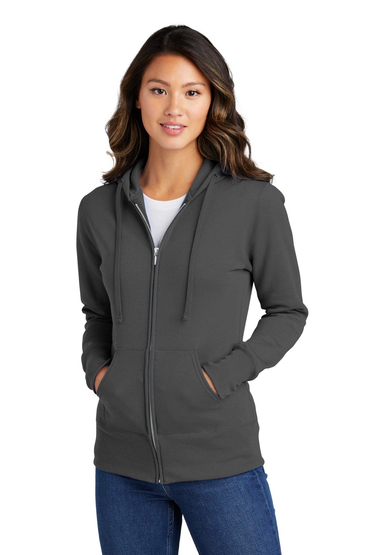 Port & Company Ladies Core Fleece Full-Zip Hooded Sweatshirt. LPC78ZH in 