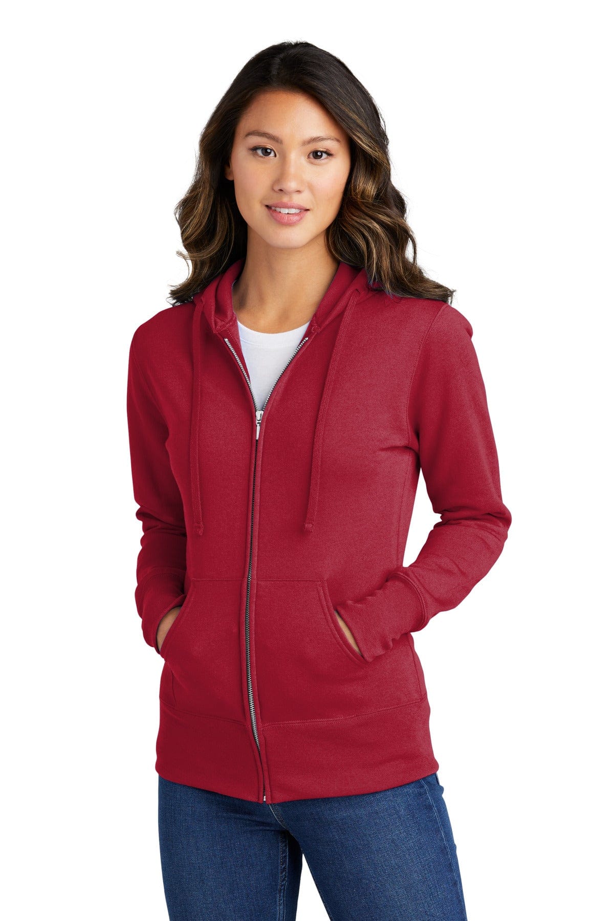 Port & Company Ladies Core Fleece Full-Zip Hooded Sweatshirt. LPC78ZH in 