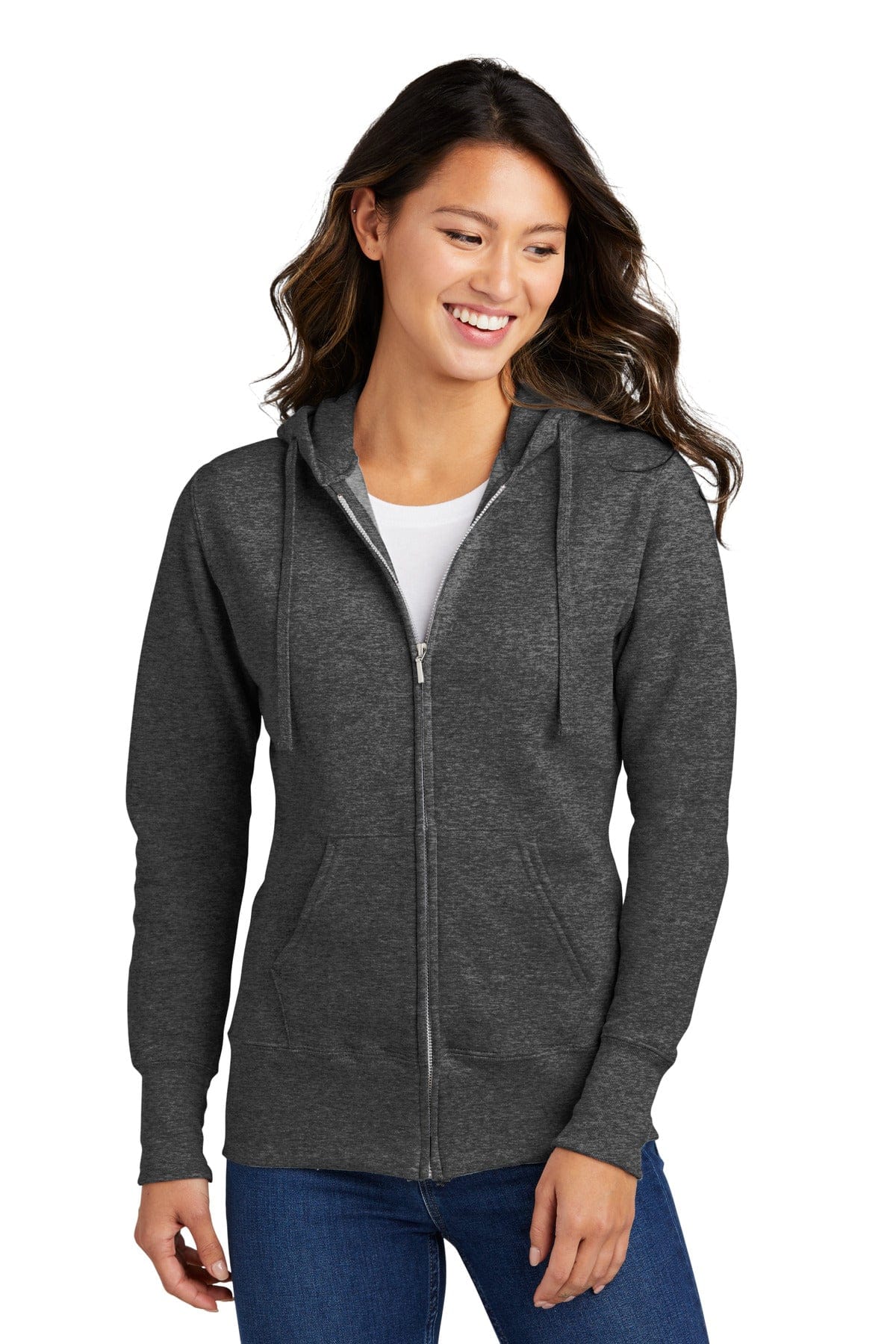 Port & Company Sweatshirts/Fleece XS / Dark Heather Grey Port & Company Ladies Core Fleece Full-Zip Hooded Sweatshirt. LPC78ZH
