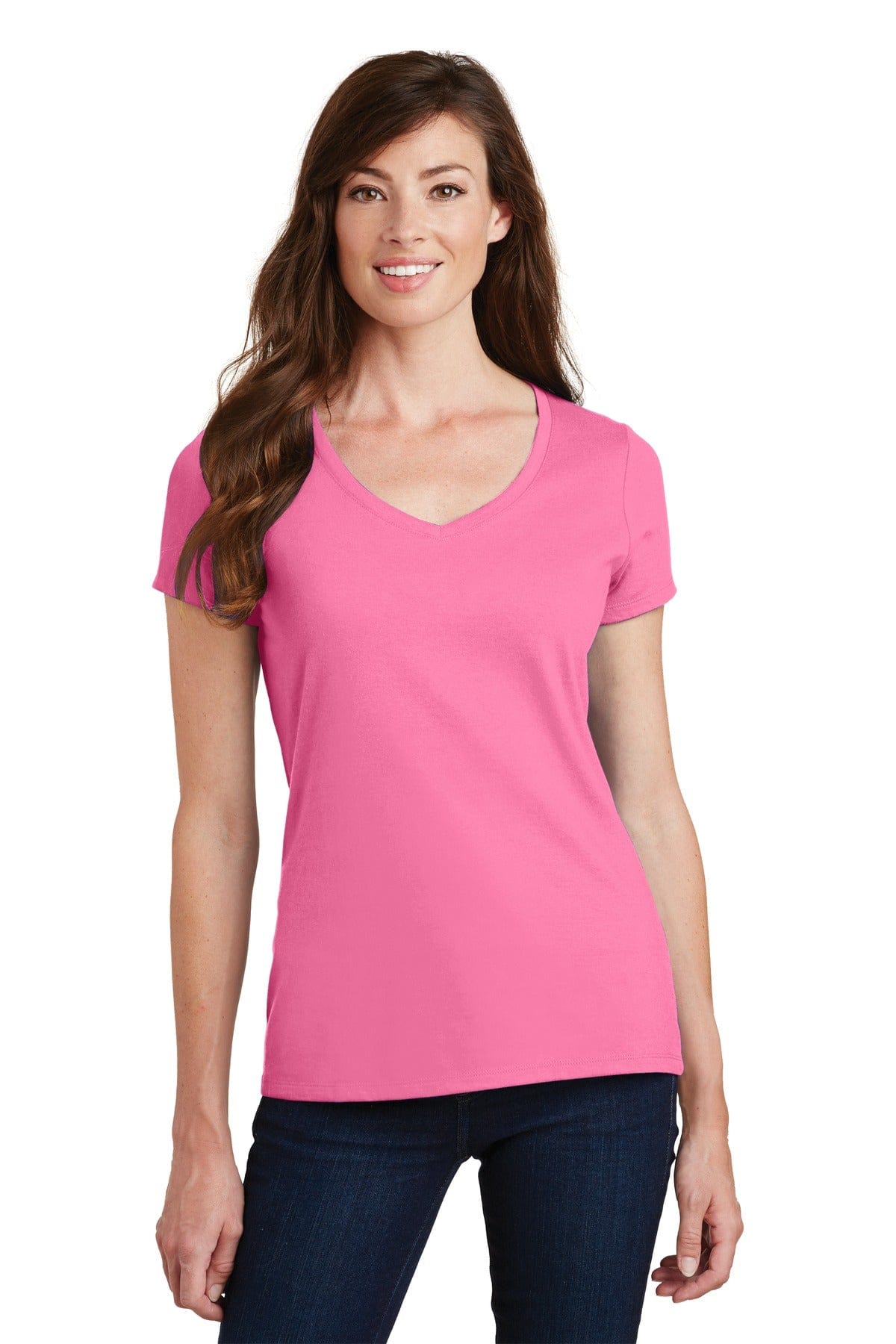 Port & Company T-Shirts XS / New Pink Port & Company Ladies Fan Favorite V-Neck Tee. LPC450V, Basic Colors
