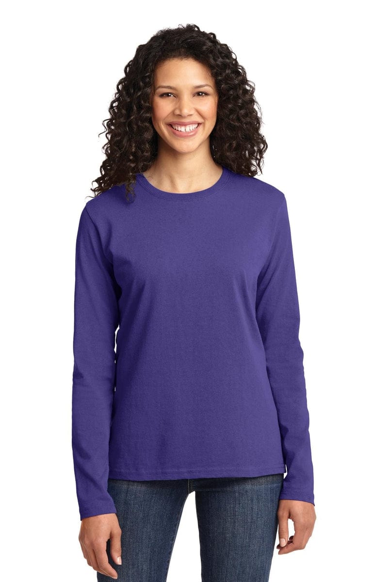 Port & Company Ladies Long Sleeve Core Cotton Tee. LPC54LS, Basic Colors in 