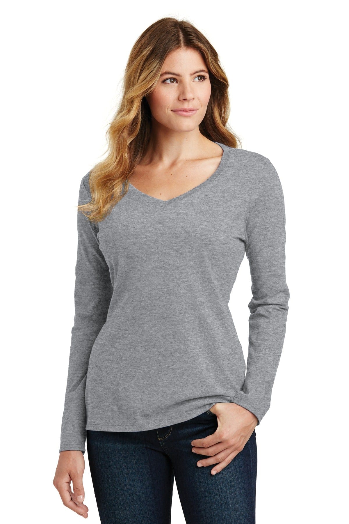 Port & Company T-Shirts XS / Athletic Heather Port & Company Ladies Long Sleeve Fan Favorite V-Neck Tee. LPC450VLS
