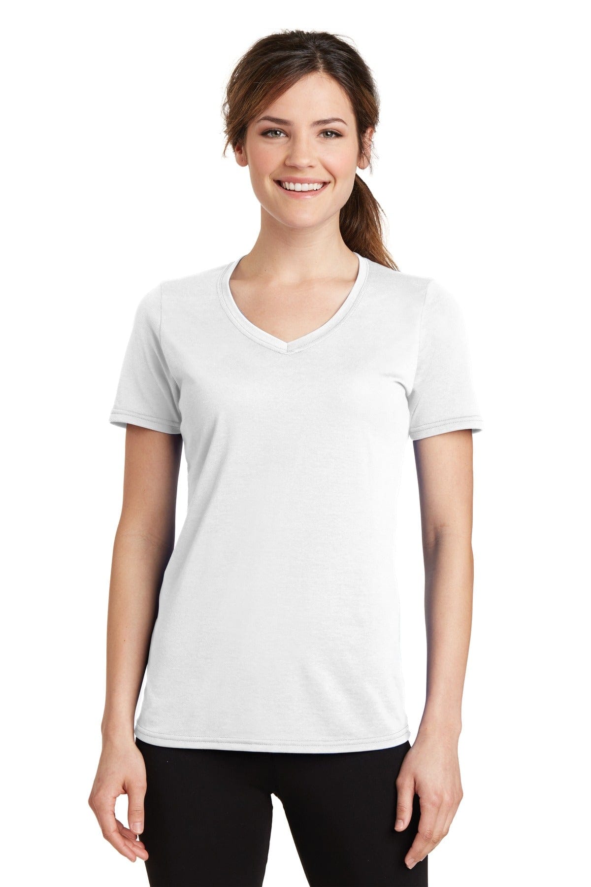 Port & Company Ladies Performance Blend V-Neck Tee. LPC381V, Traditional Colors in 