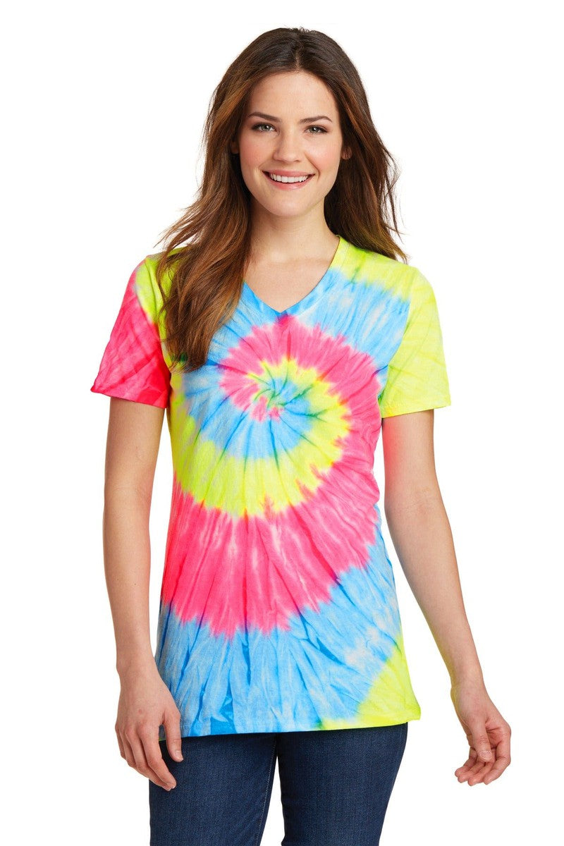 Port & Company Ladies Tie-Dye V-Neck Tee. LPC147V in 