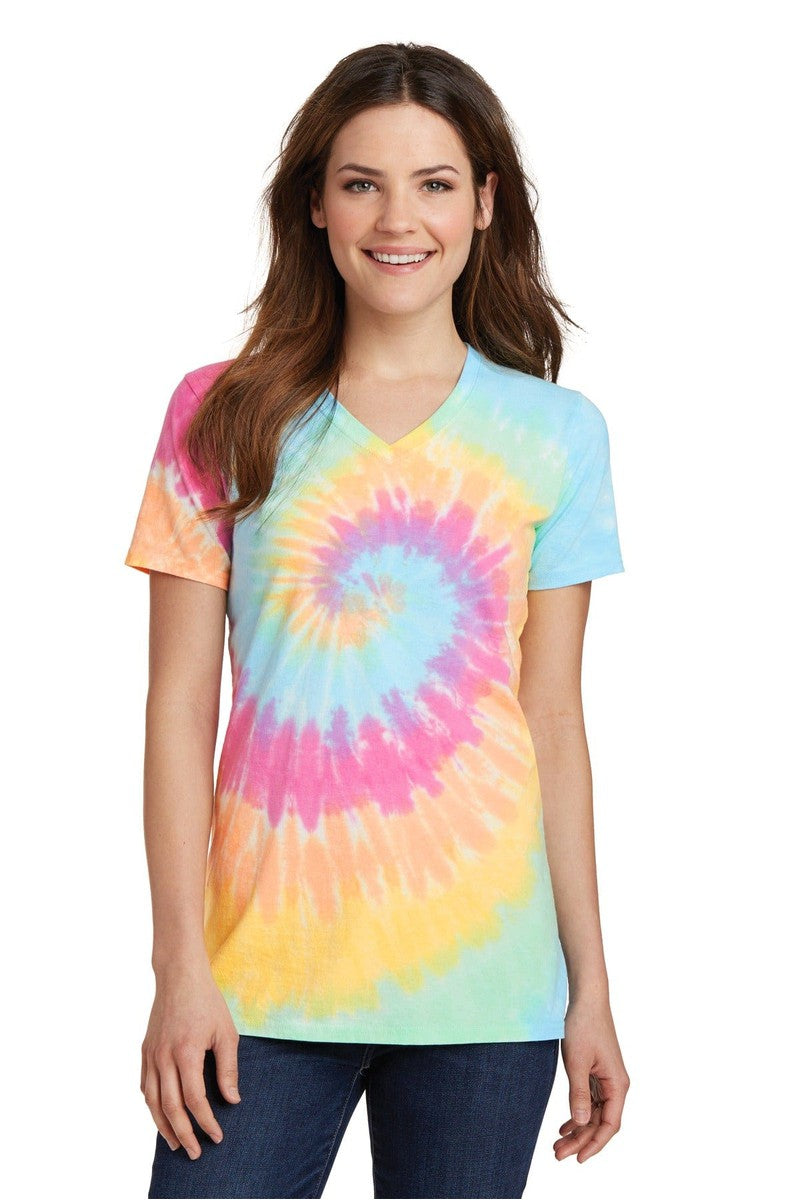 Port & Company Ladies Tie-Dye V-Neck Tee. LPC147V in 