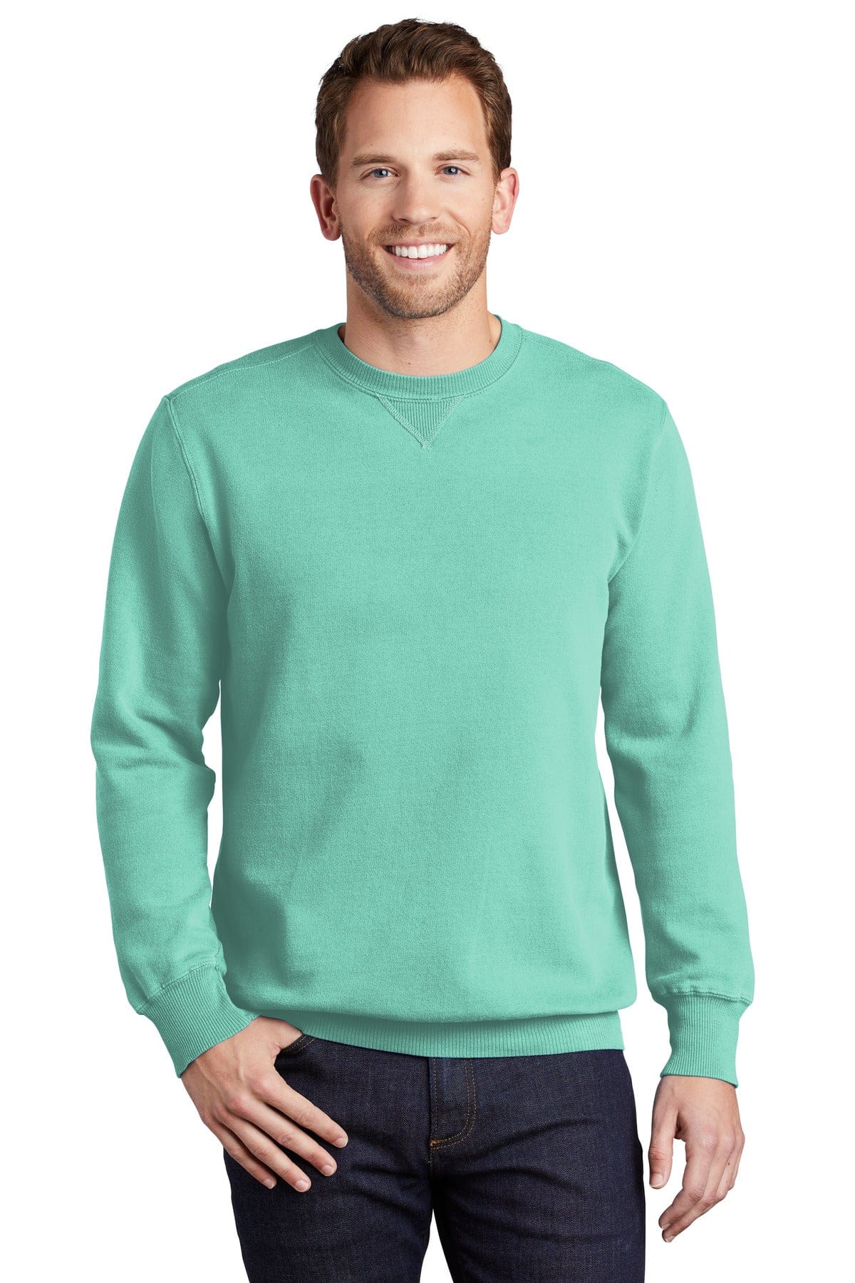 Port & Company PC098 Beach Wash Garment-Dyed Sweatshirt in Cool Mint