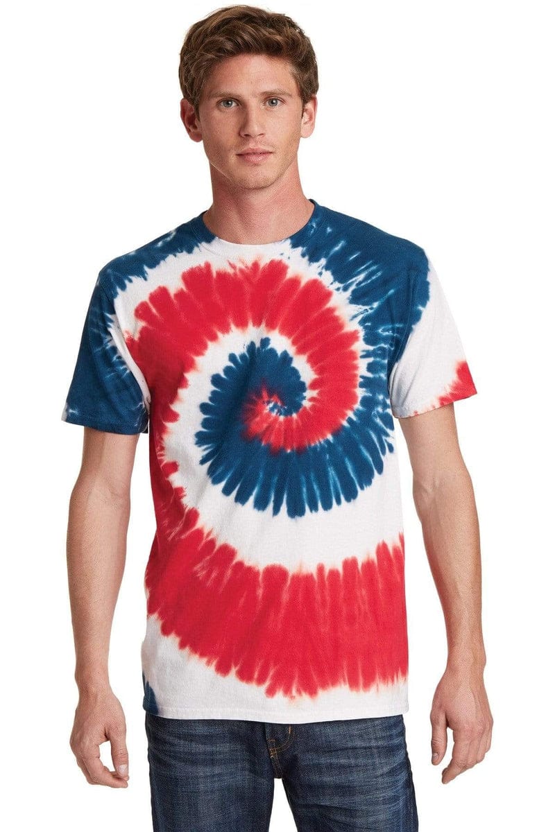 Port & Company PC147 Tie-Dye Tee in USA Rainbow