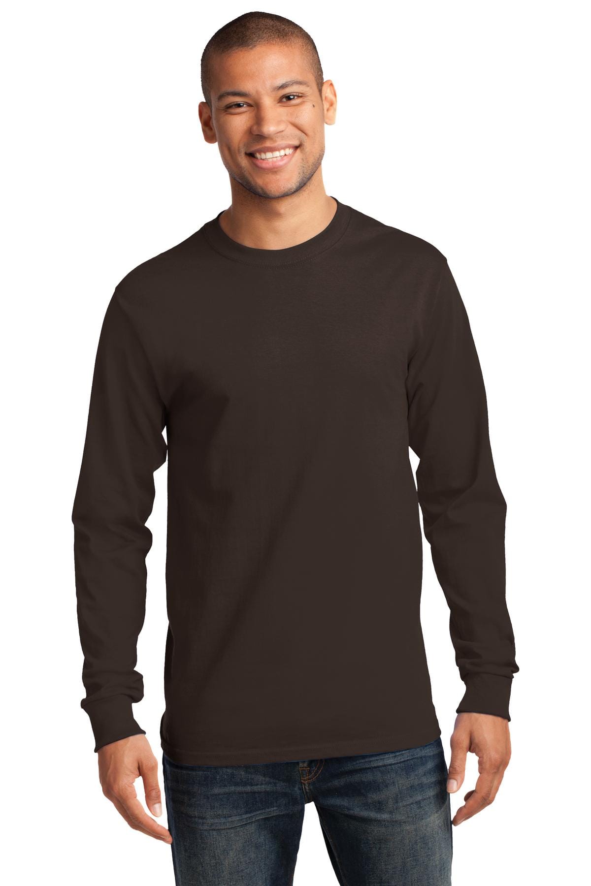 Port & Company T-Shirts S / Dark Chocolate Brown Port & Company PC61LS Cotton Long Sleeve Shirts