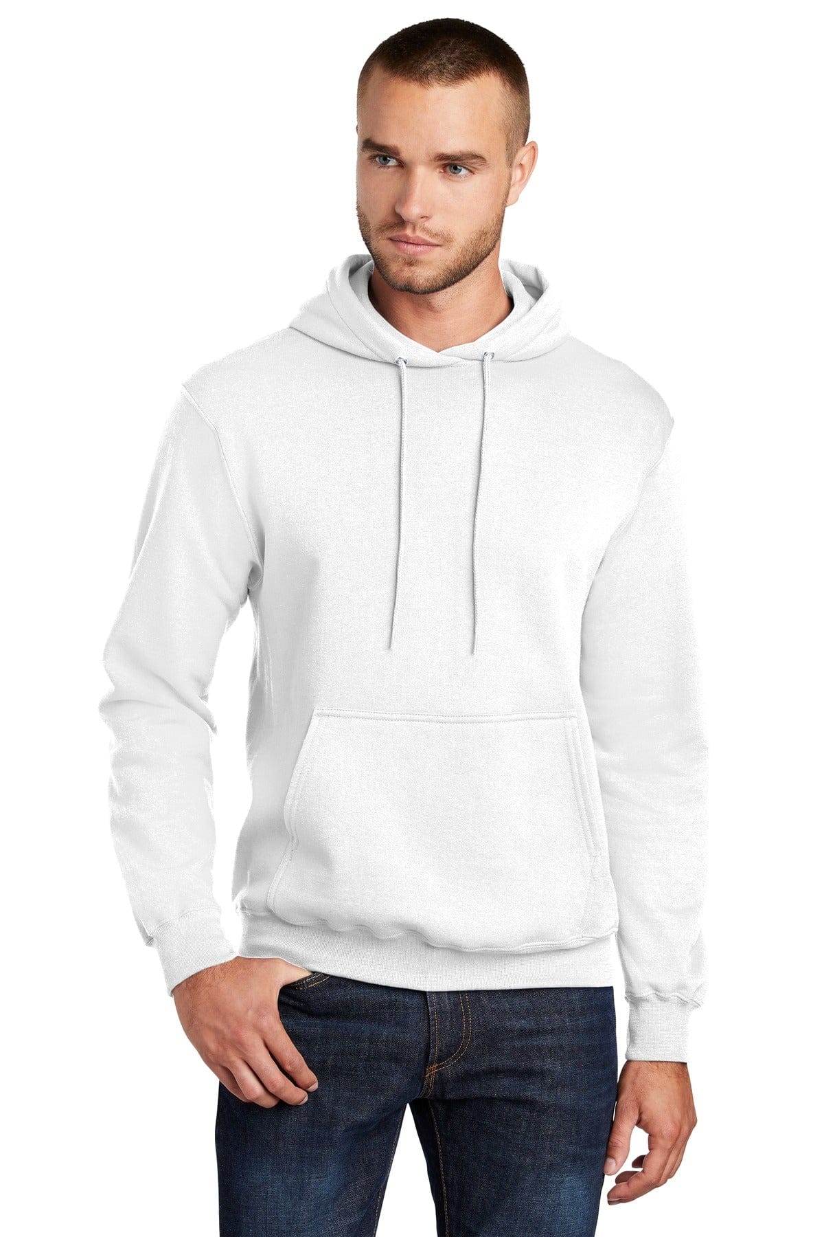Port & Company Sweatshirts/Fleece LT / White Port & Company PC78HT Tall Core Fleece Pullover Hooded Sweatshirt