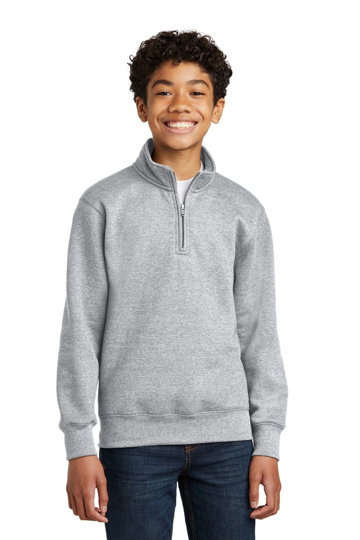 Port & Company PC78YQ Youth Core Fleece 1/4-Zip Pullover Sweatshirt in Athletic Heather