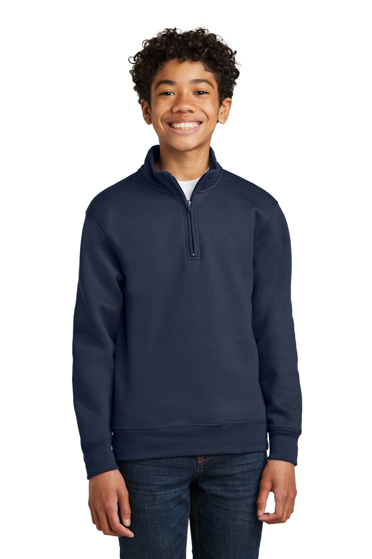 Port & Company PC78YQ Youth Core Fleece 1/4-Zip Pullover Sweatshirt in Navy