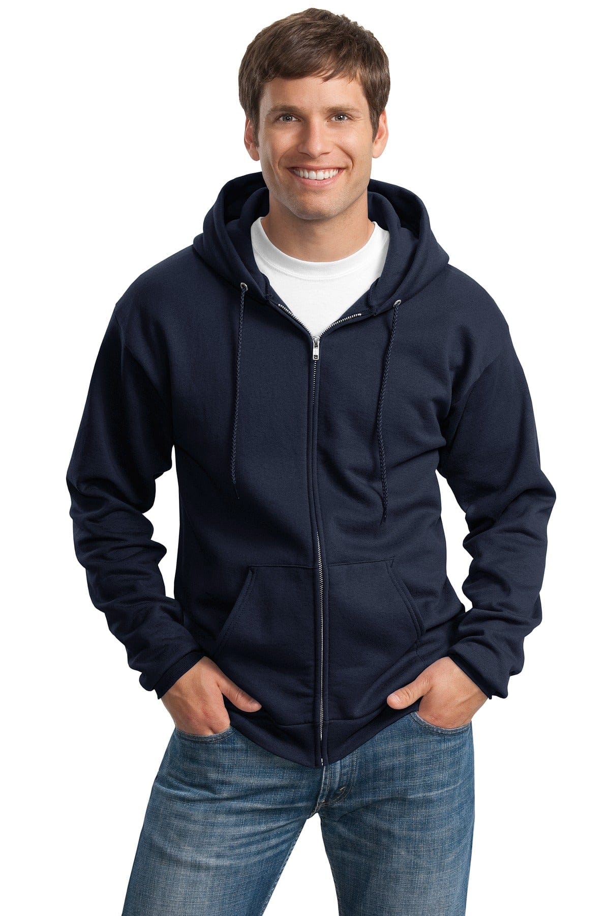 Port & Company Tall LT / Navy Port & Company Tall Essential Fleece Full-Zip Hooded Sweatshirt. PC90ZHT