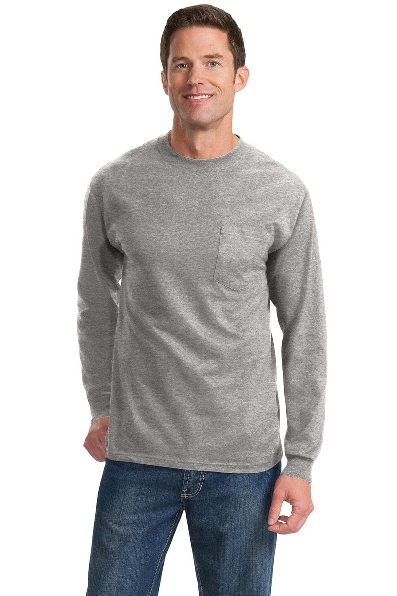 Port & Company Tall Long Sleeve Essential Pocket Tee. PC61LSPT in 