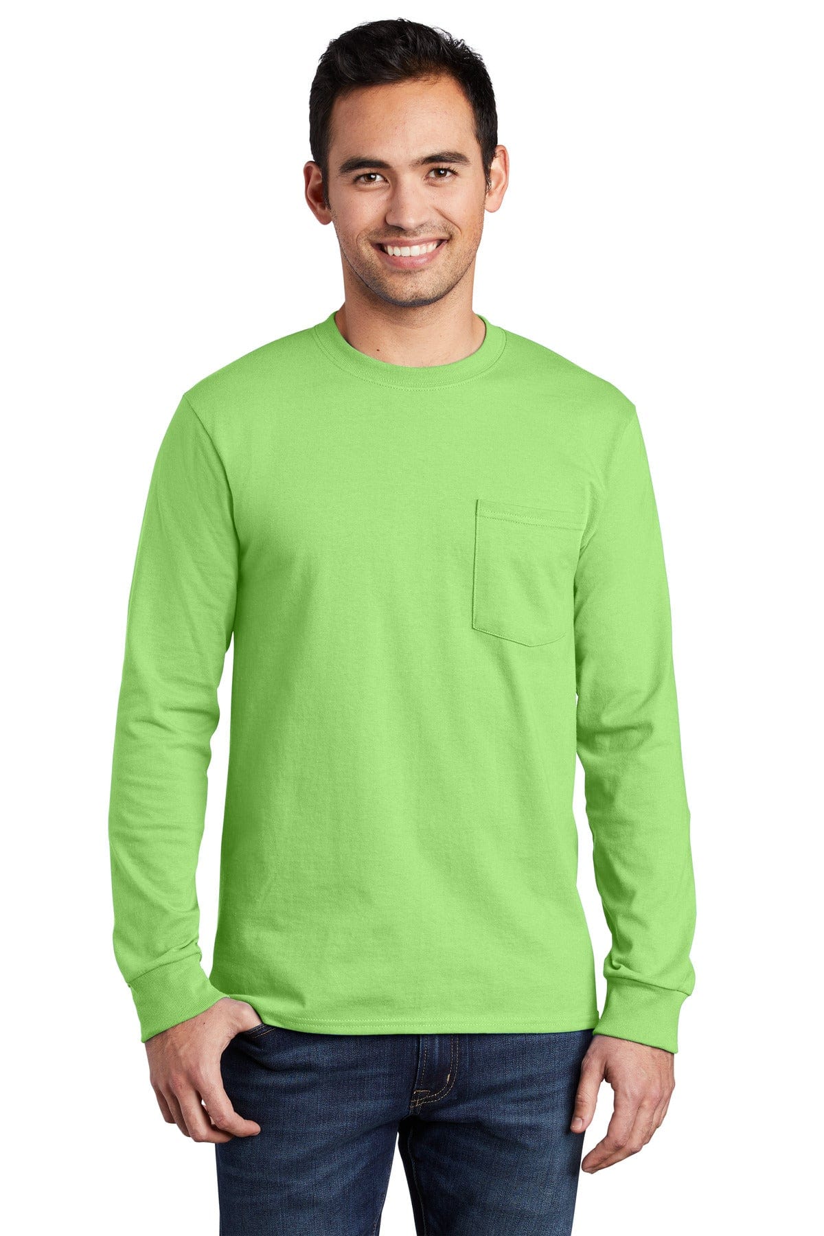 Port & Company Tall Long Sleeve Essential Pocket Tee. PC61LSPT in 
