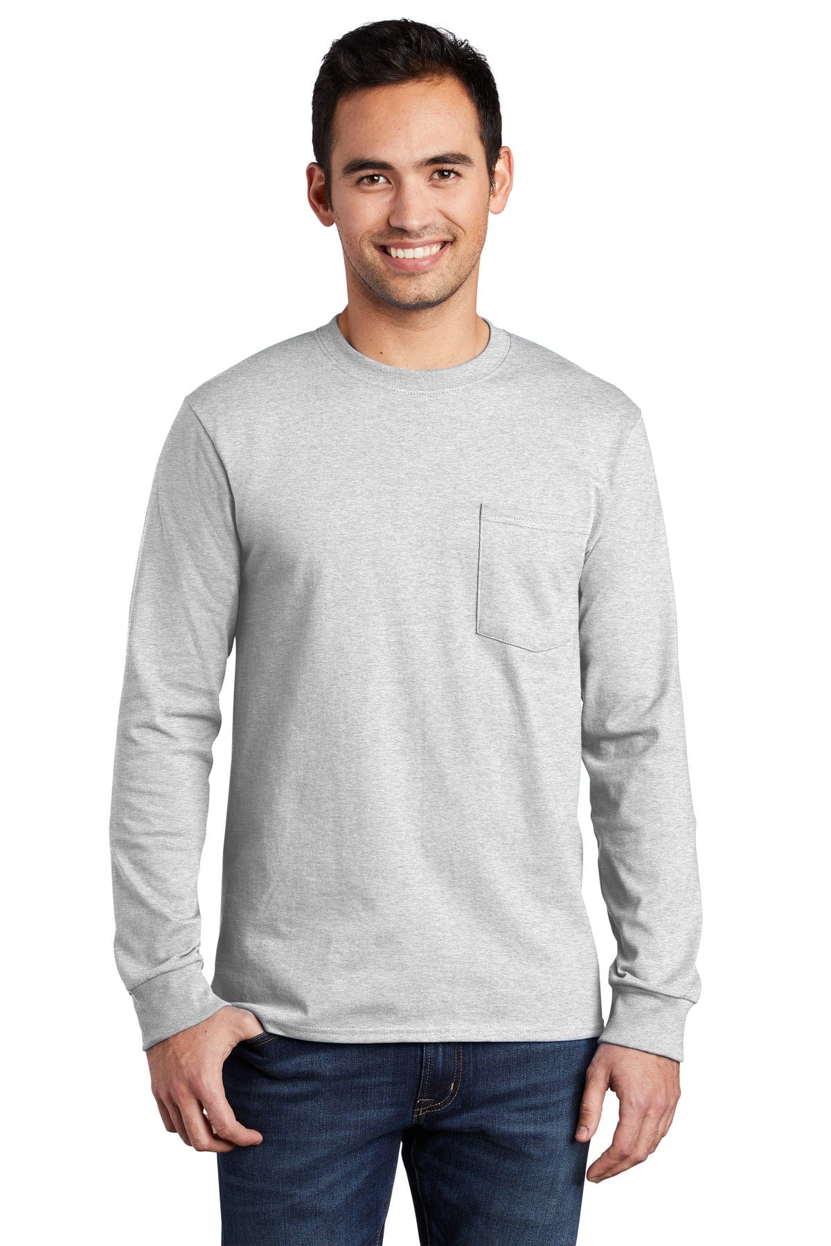 Port & Company Tall Long Sleeve Essential Pocket Tee. PC61LSPT in 