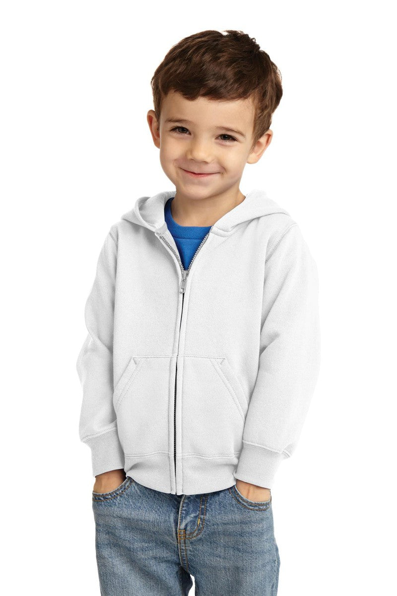 Port & Company Toddler Core Fleece Full-Zip Hooded Sweatshirt. CAR78TZH in White