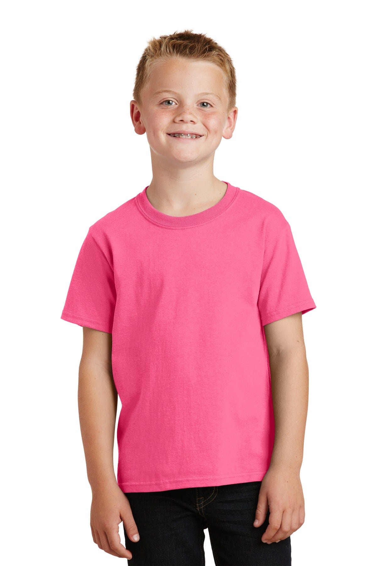 Port & Company - Youth Core Cotton Tee. PC54Y, Basic Colors in Neon Pink*