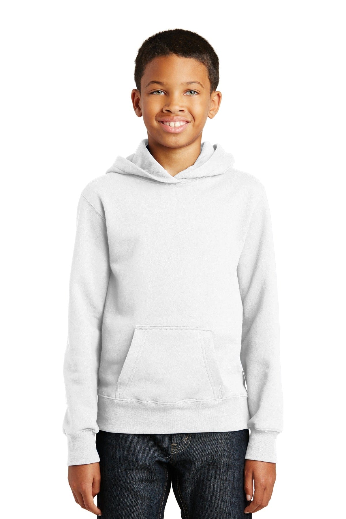 Port & Company Sweatshirts/Fleece XS / White Port & Company Youth Fan Favorite Fleece Pullover Hooded Sweatshirt. PC850YH