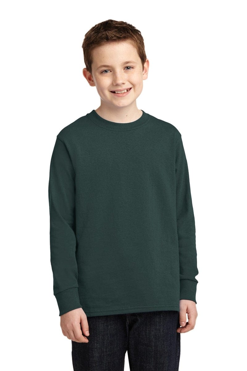Port & Company Youth Long Sleeve Core Cotton Tee. PC54YLS, Basic Colors in 
