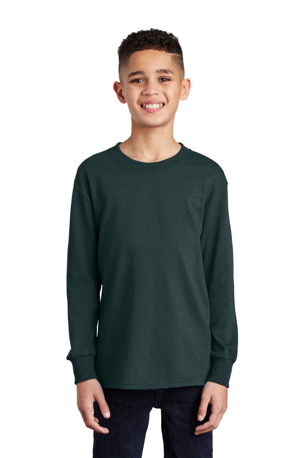 Port & Company Youth Long Sleeve Core Cotton Tee. PC54YLS, Basic Colors in 