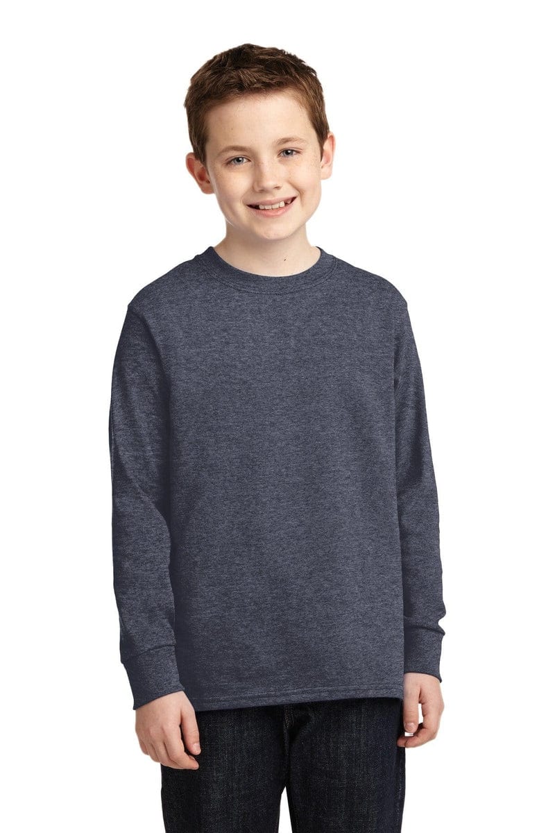 Port & Company Youth Long Sleeve Core Cotton Tee. PC54YLS, Basic Colors in 