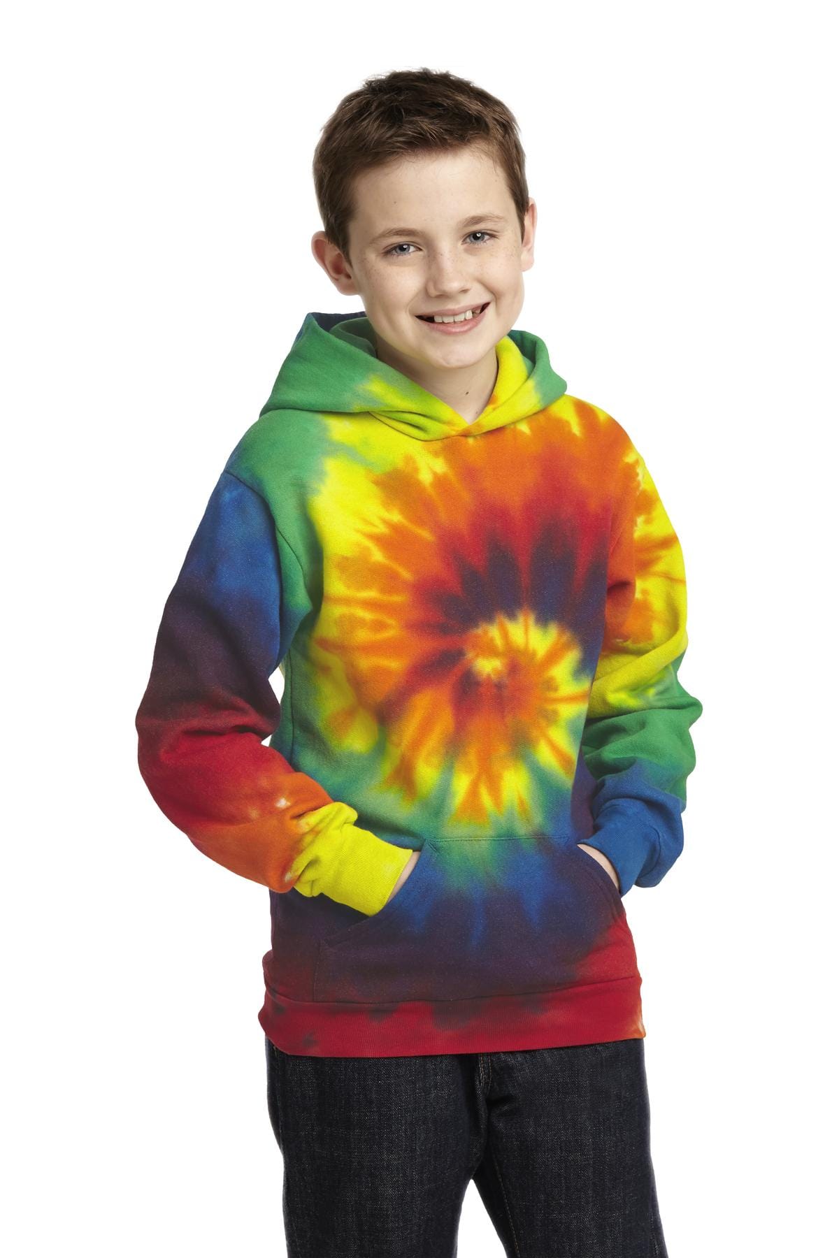 Port & Company Sweatshirts/Fleece XS / Rainbow Port & Company Youth Tie-Dye Pullover Hooded Sweatshirt. PC146Y