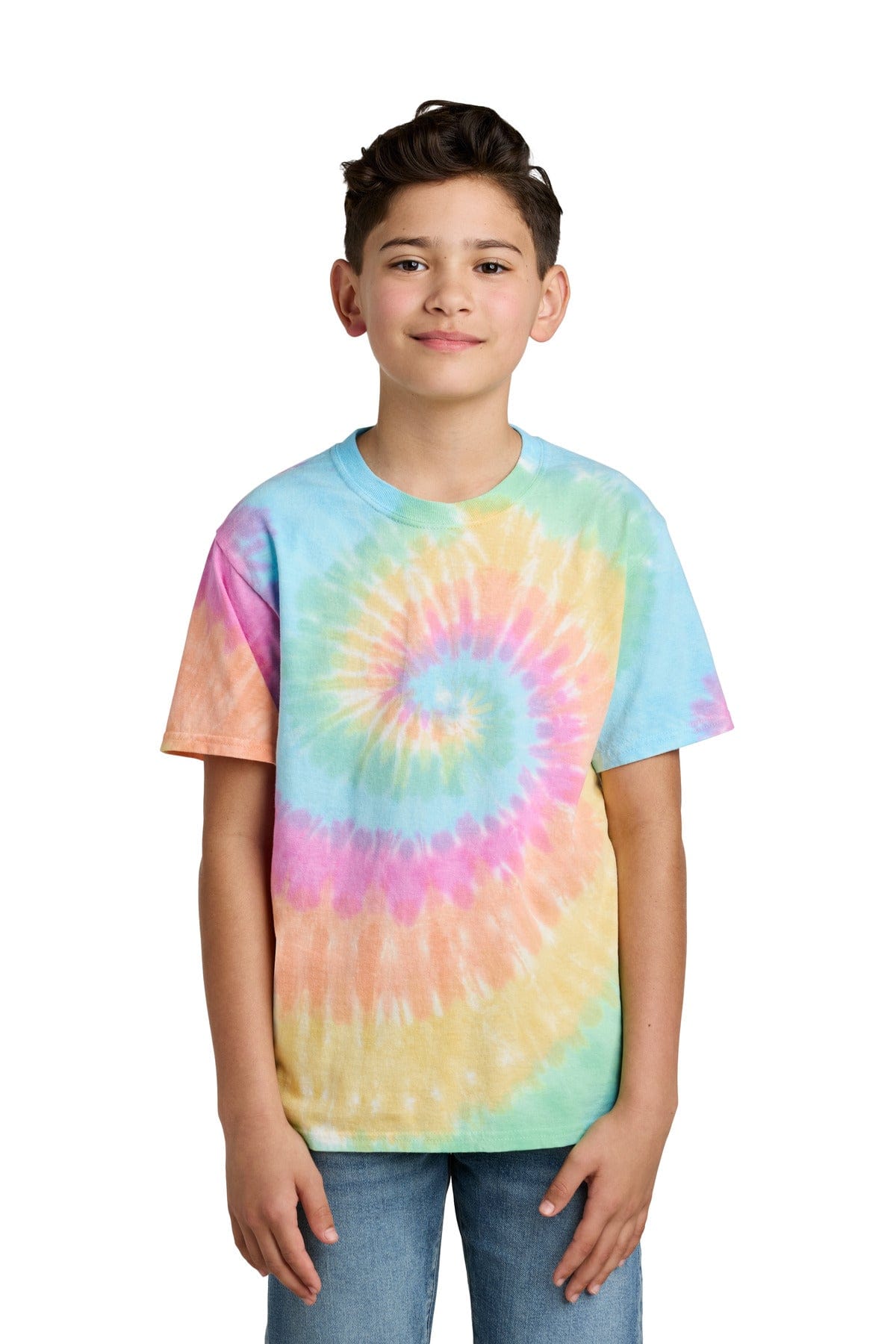 Port & Company - Youth Tie-Dye Tee. PC147Y, Basic Colors in Pastel Rainbow